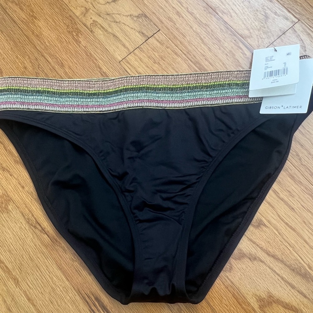 Metallic Multi-Color Novelty Band hipster swim bottom.